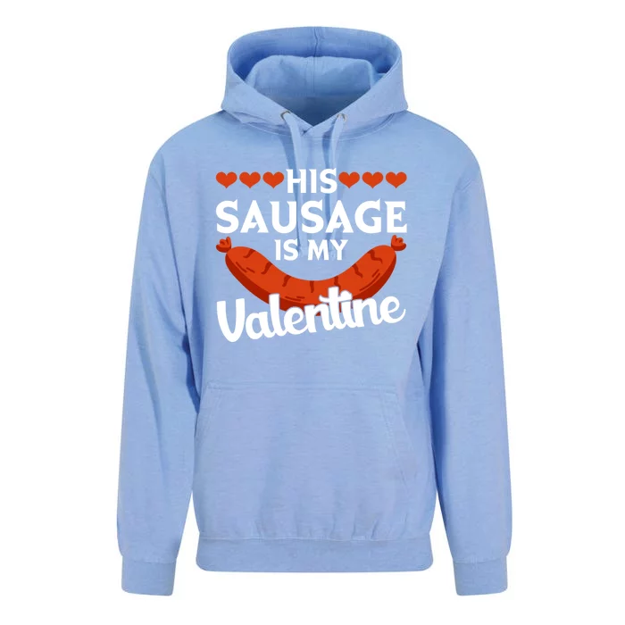 His Sausage Is My Valentine Funny Valentine's Day Graphic Cute Gift Unisex Surf Hoodie