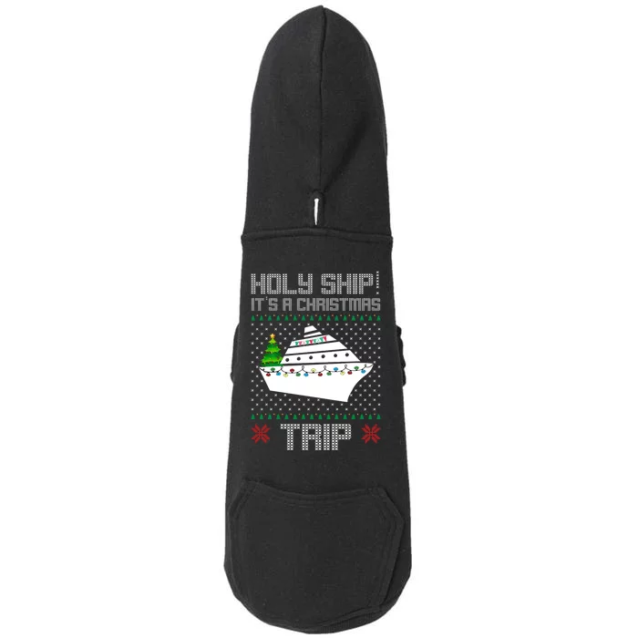 Holy Ship It's A Christmas Trip Family Vacation Cruise Doggie 3-End Fleece Hoodie