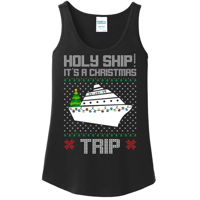 Holy Ship It's A Christmas Trip Family Vacation Cruise Ladies Essential Tank