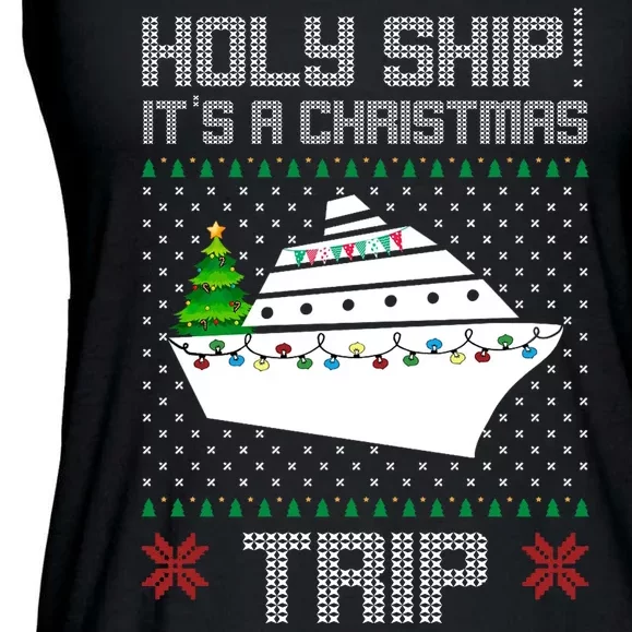 Holy Ship It's A Christmas Trip Family Vacation Cruise Ladies Essential Flowy Tank