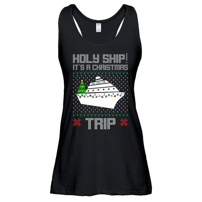 Holy Ship It's A Christmas Trip Family Vacation Cruise Ladies Essential Flowy Tank