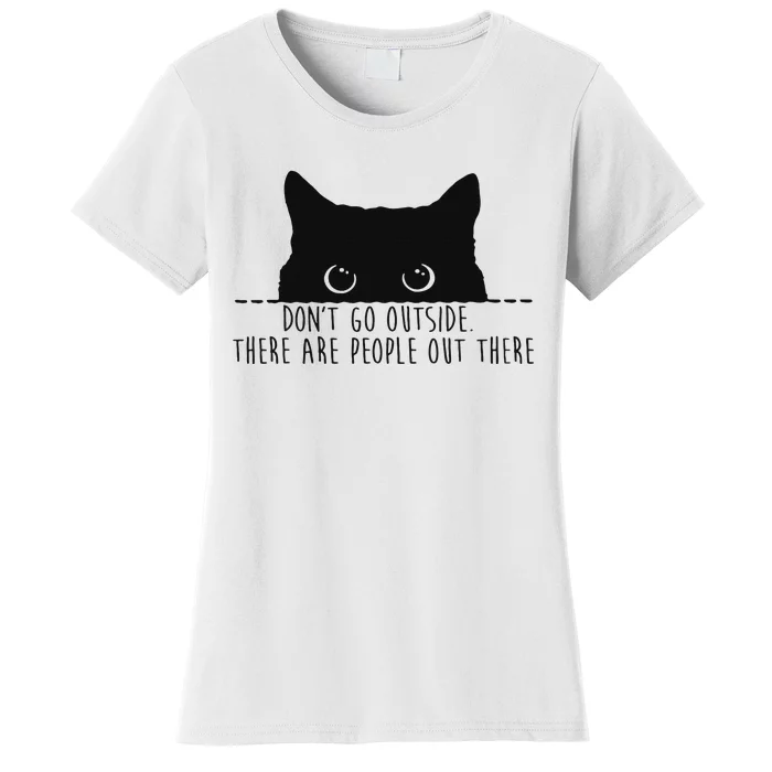 Hilarious Stay Indoors Beware of People Black Cat Women's T-Shirt