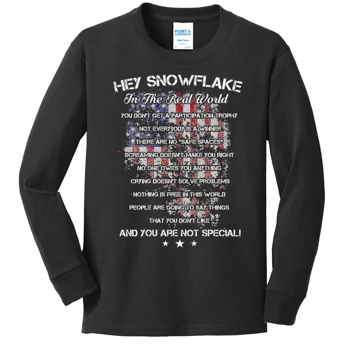 Hey Snowflake In The Real World Veteran Military Kids Long Sleeve Shirt