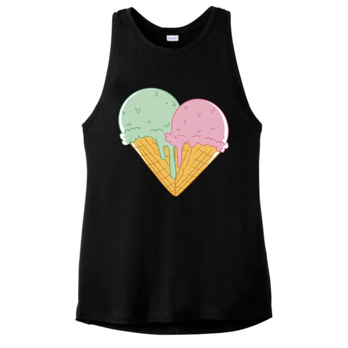 Heart Shaped Ice Cream Cute Gift Ladies Tri-Blend Wicking Tank