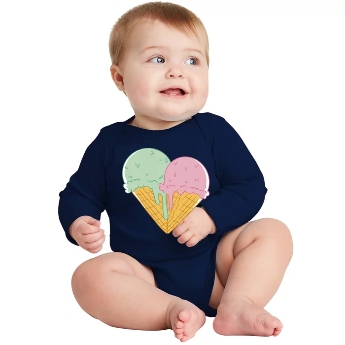 Heart Shaped Ice Cream Cute Gift Baby Long Sleeve Bodysuit