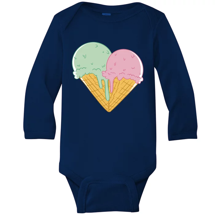 Heart Shaped Ice Cream Cute Gift Baby Long Sleeve Bodysuit