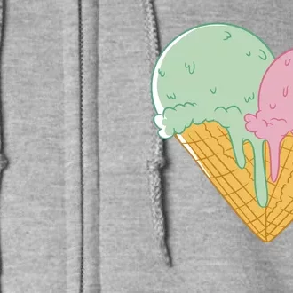 Heart Shaped Ice Cream Cute Gift Full Zip Hoodie