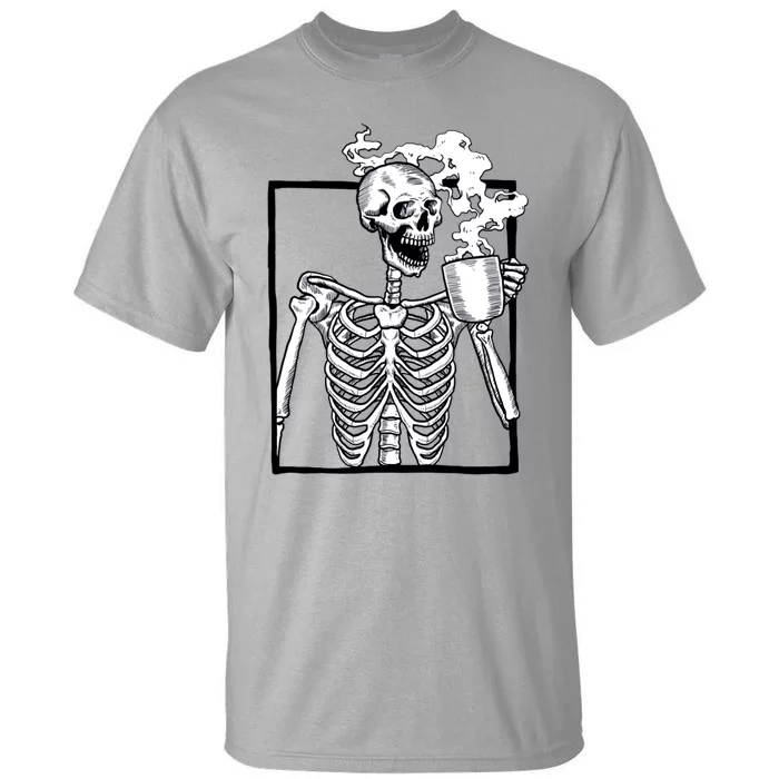 Halloween Skeleton Ing Coffee Funny Skull Gift Tall T-Shirt