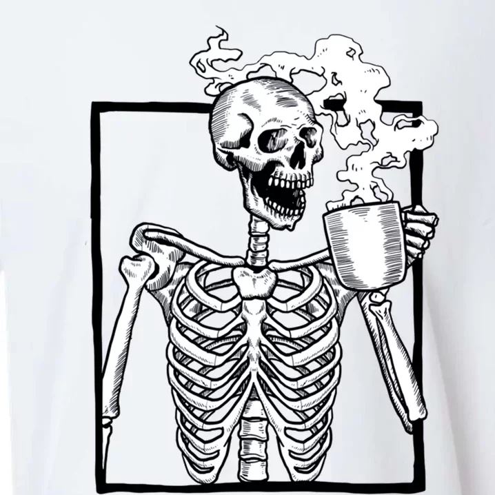 Halloween Skeleton Ing Coffee Funny Skull Gift Sueded Cloud Jersey T-Shirt