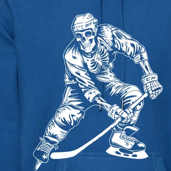 Hockey Skeleton Ice Hockey Player Puck Goal Sports Fan Gift Cool Gift Premium Hoodie