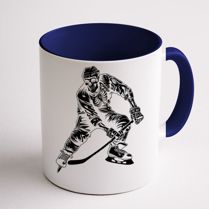 Hockey Skeleton Ice Hockey Player Puck Goal Sports Fan Gift Cool Gift Front & Back Coffee Mug