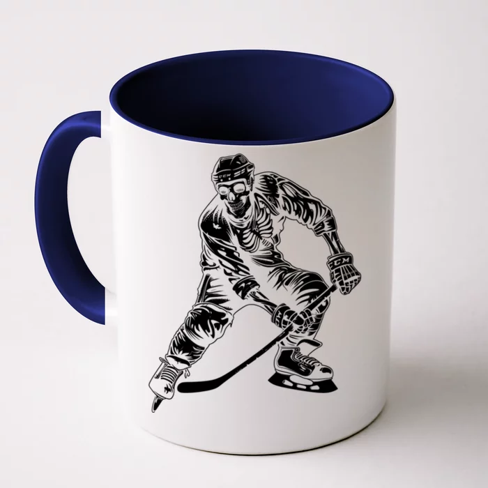 Hockey Skeleton Ice Hockey Player Puck Goal Sports Fan Gift Cool Gift Front & Back Coffee Mug