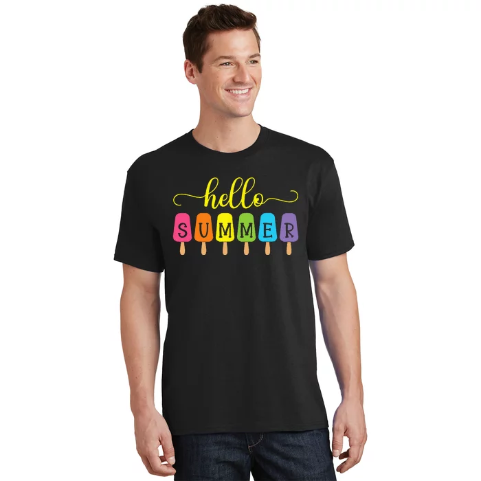 Hello Summer Ice Cream Top Popsicle Ice Lolly Hello Summer T-Shirt