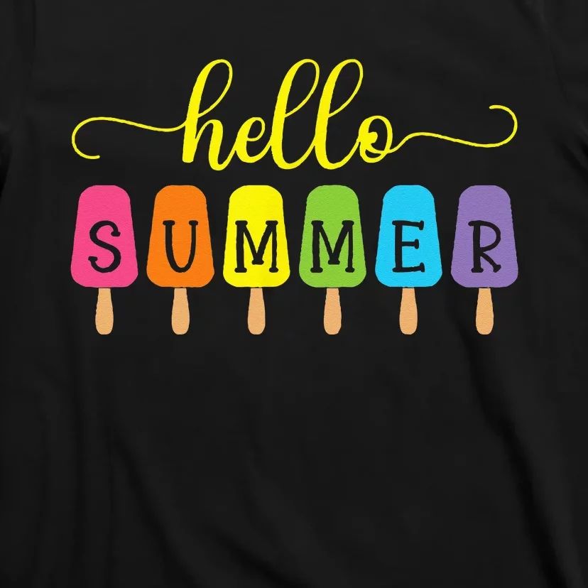 Hello Summer Ice Cream Top Popsicle Ice Lolly Hello Summer T-Shirt