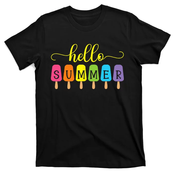 Hello Summer Ice Cream Top Popsicle Ice Lolly Hello Summer T-Shirt