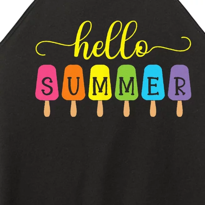 Hello Summer Ice Cream Top Popsicle Ice Lolly Hello Summer Women’s Perfect Tri Rocker Tank