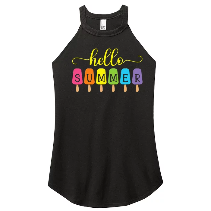 Hello Summer Ice Cream Top Popsicle Ice Lolly Hello Summer Women’s Perfect Tri Rocker Tank