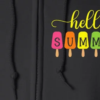 Hello Summer Ice Cream Top Popsicle Ice Lolly Hello Summer Full Zip Hoodie