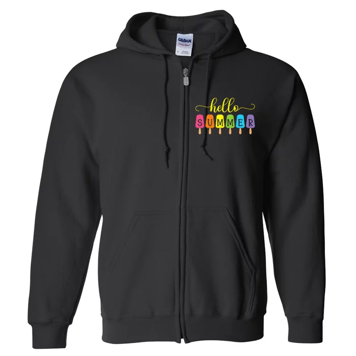 Hello Summer Ice Cream Top Popsicle Ice Lolly Hello Summer Full Zip Hoodie