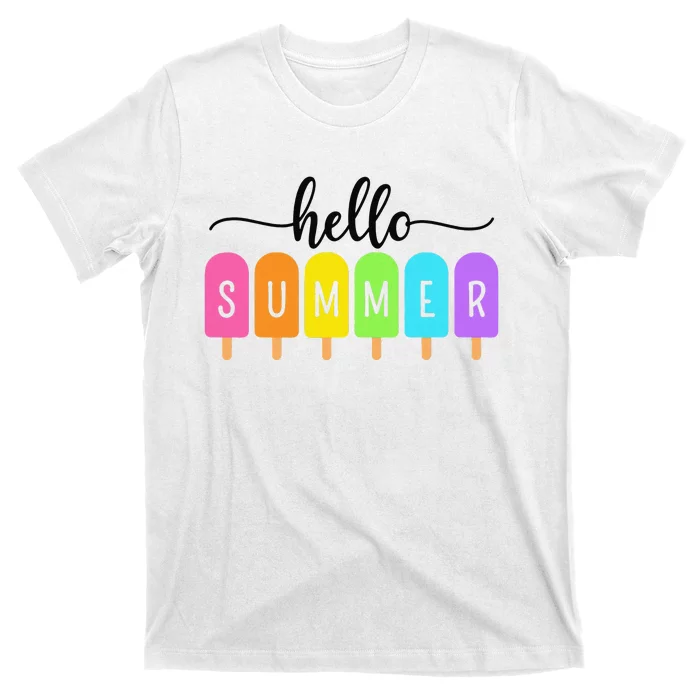 Hello Summer Ice Cream Family Vacation Popsicle Ice Beach T-Shirt