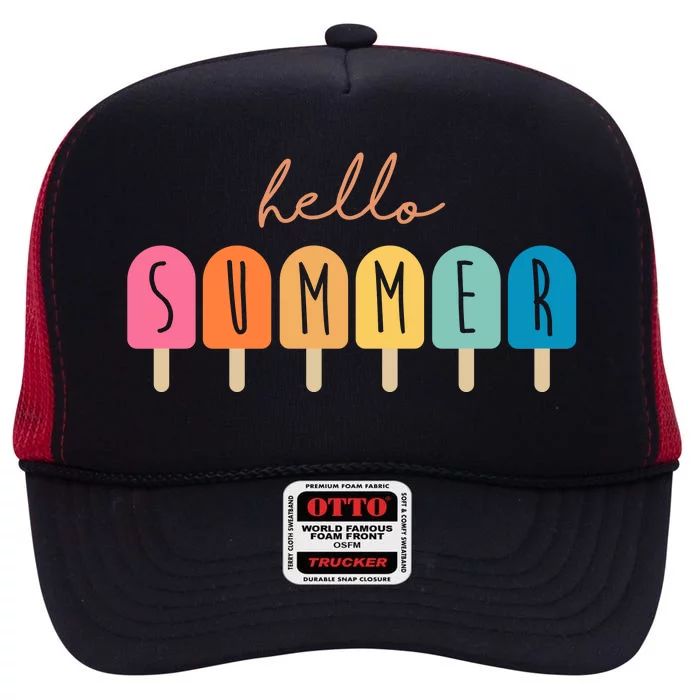 Hello Summer Ice Cream High Crown Mesh Trucker Hat