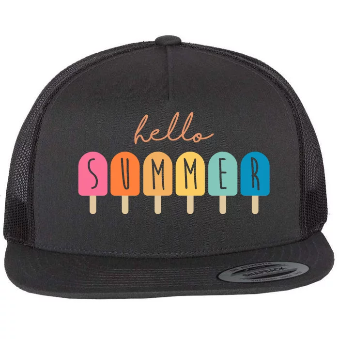 Hello Summer Ice Cream Flat Bill Trucker Hat