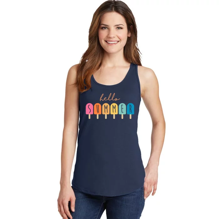 Hello Summer Ice Cream Ladies Essential Tank