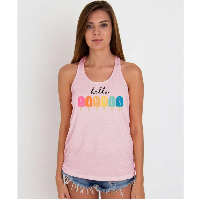 Hello Summer Ice Cream Women's Knotted Racerback Tank