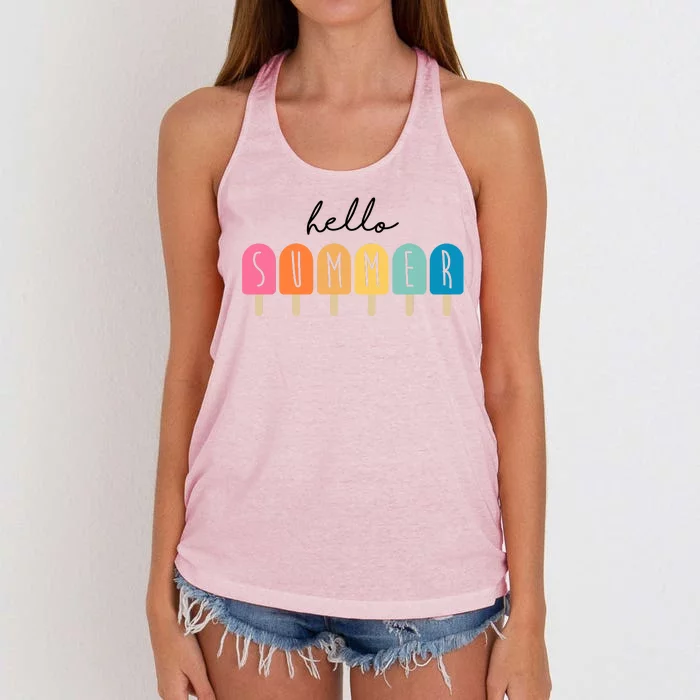 Hello Summer Ice Cream Women's Knotted Racerback Tank