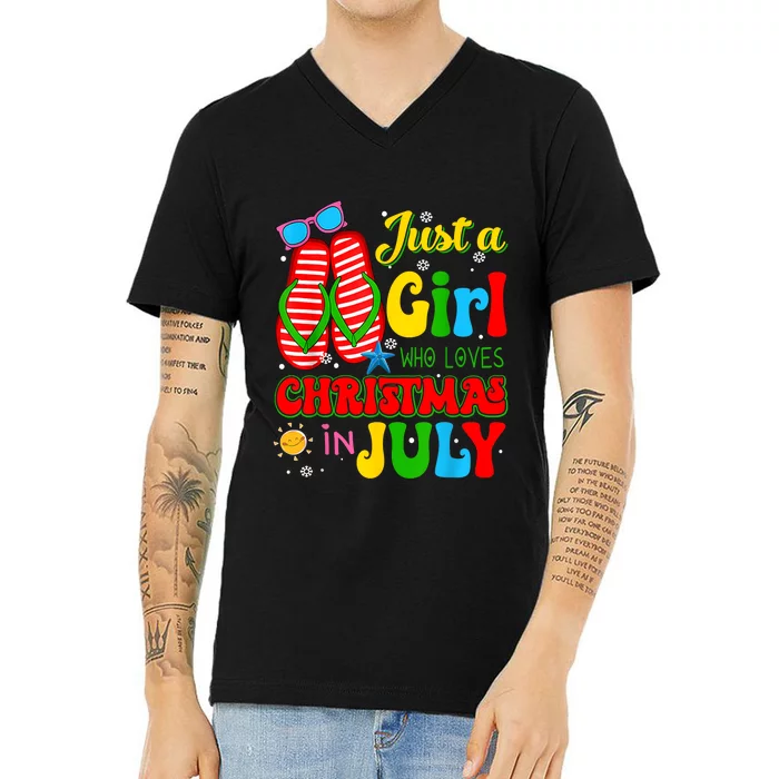 Hello Summer Just A Girl Who Loves Christmas In July Gift V-Neck T-Shirt