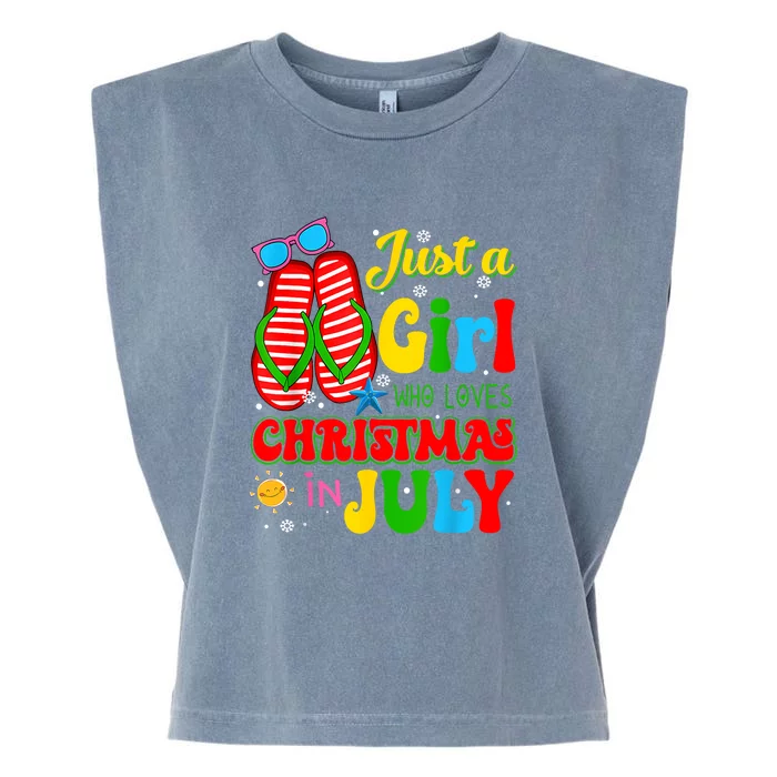 Hello Summer Just A Girl Who Loves Christmas In July Gift Garment-Dyed Women's Muscle Tee