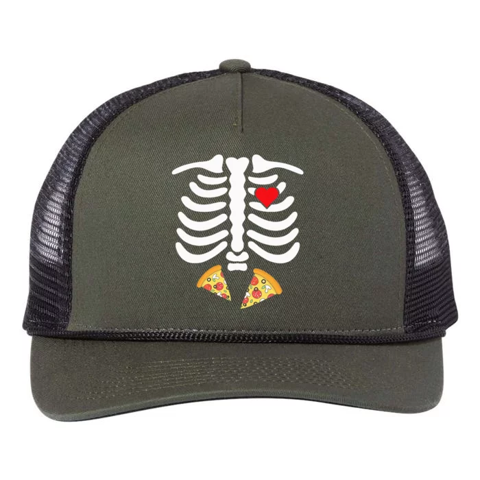 Halloween Skeleton Junk Food Belly Pizza Retro Rope Trucker Hat Cap