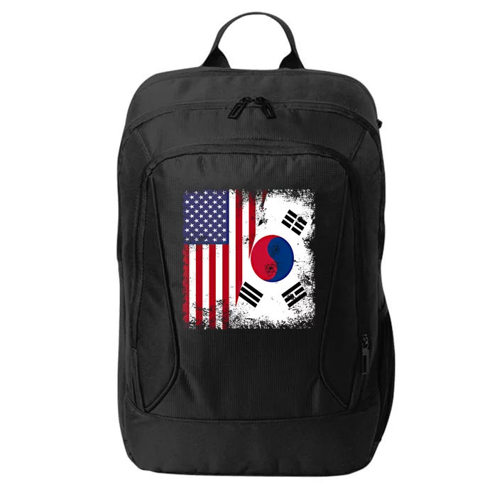 Half South Korean Flag Vintage Usa Gift Cool Gift City Backpack