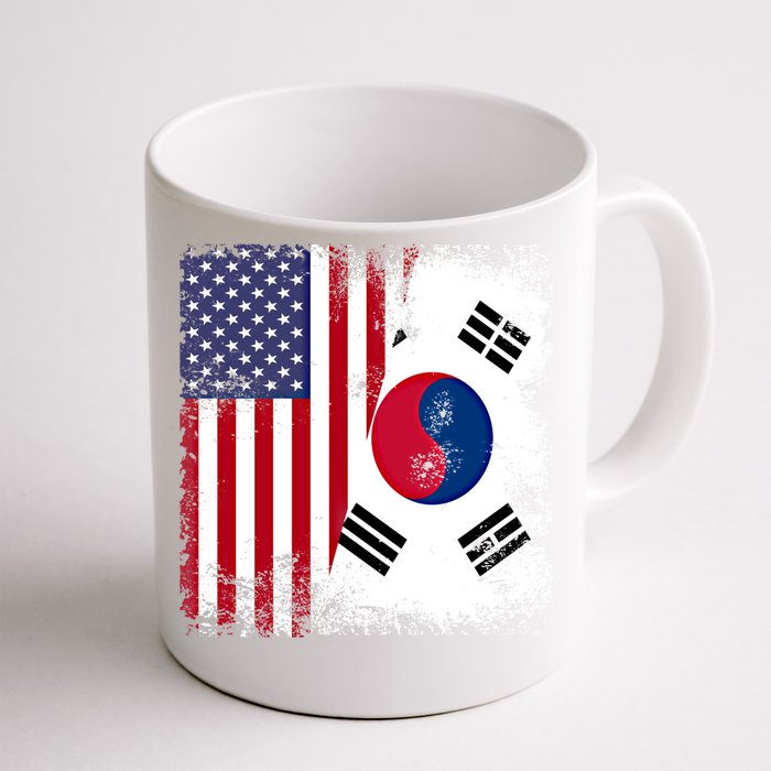 Half South Korean Flag Vintage Usa Gift Cool Gift Front & Back Coffee Mug