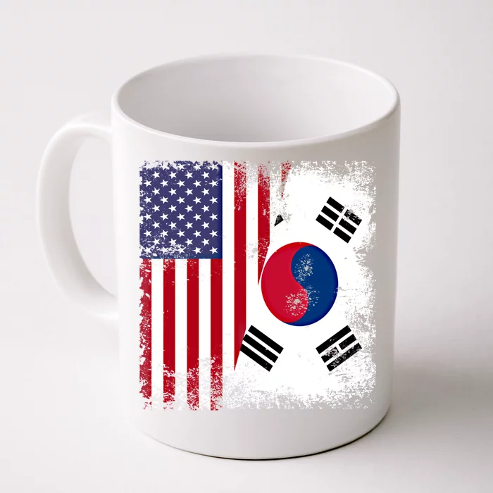 Half South Korean Flag Vintage Usa Gift Cool Gift Front & Back Coffee Mug