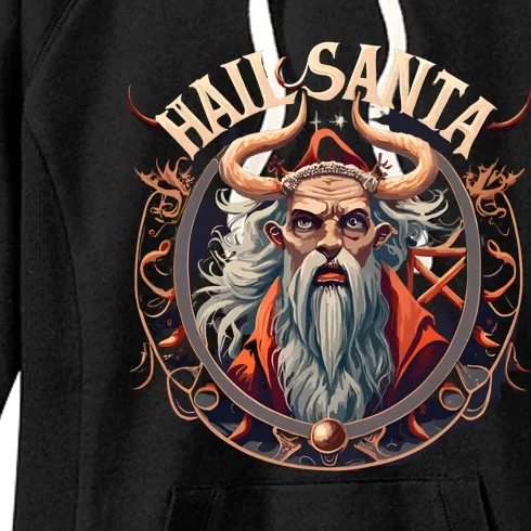 Hail Santa Krampus Gothic Christmas Women's Fleece Hoodie