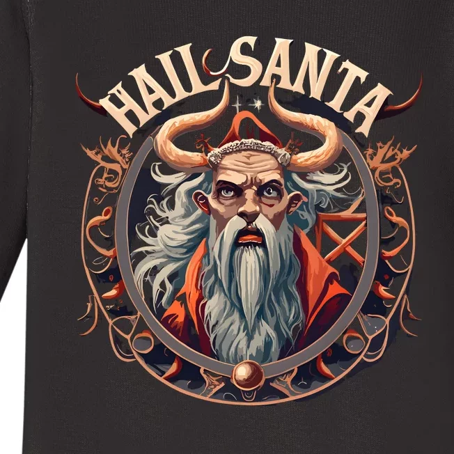 Hail Santa Krampus Gothic Christmas Baby Long Sleeve Bodysuit