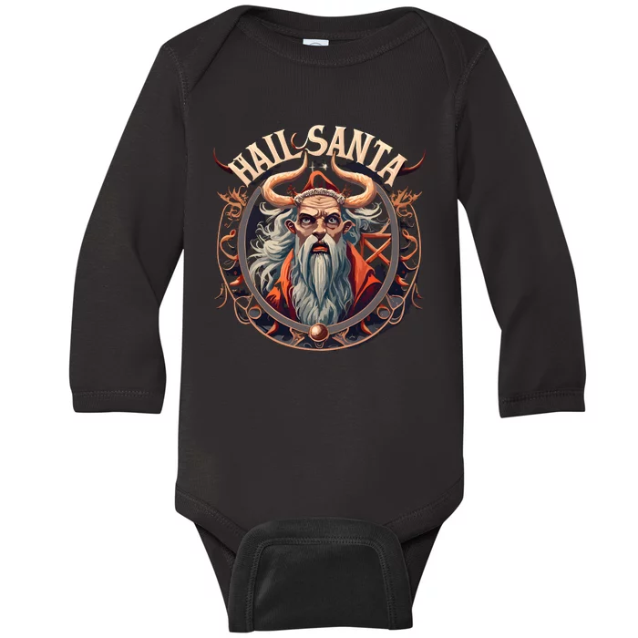 Hail Santa Krampus Gothic Christmas Baby Long Sleeve Bodysuit