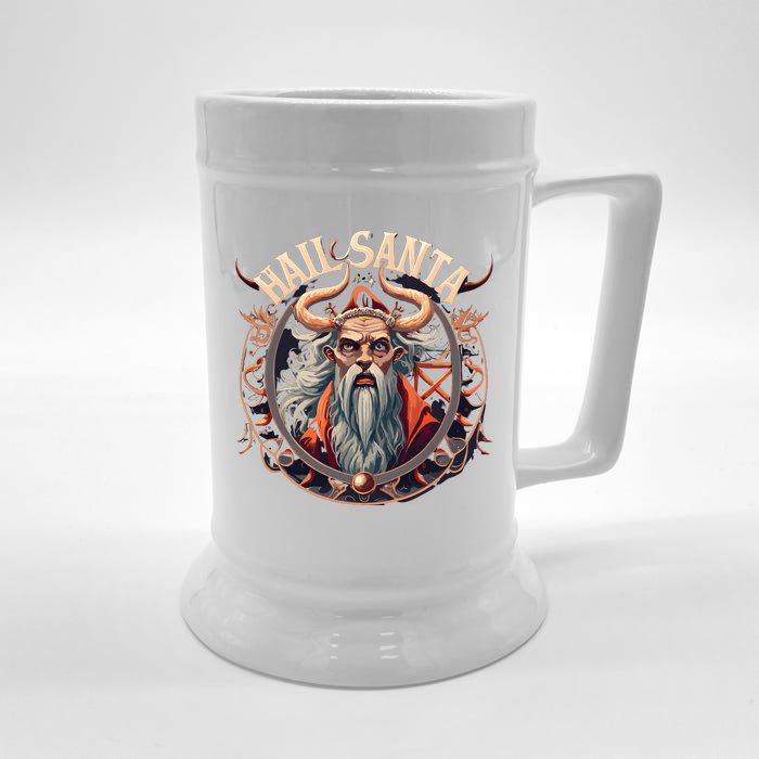 Hail Santa Krampus Gothic Christmas Front & Back Beer Stein