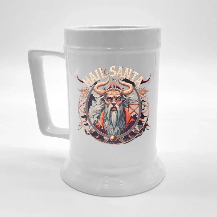 Hail Santa Krampus Gothic Christmas Front & Back Beer Stein