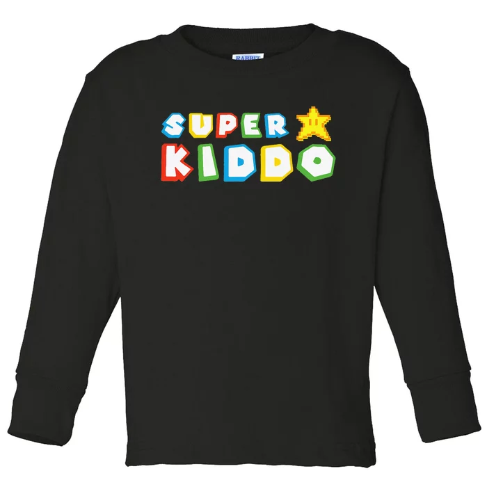 Humor Super Kiddo Gaming Meme Funny Gift For Kiddo Toddler Long Sleeve Shirt