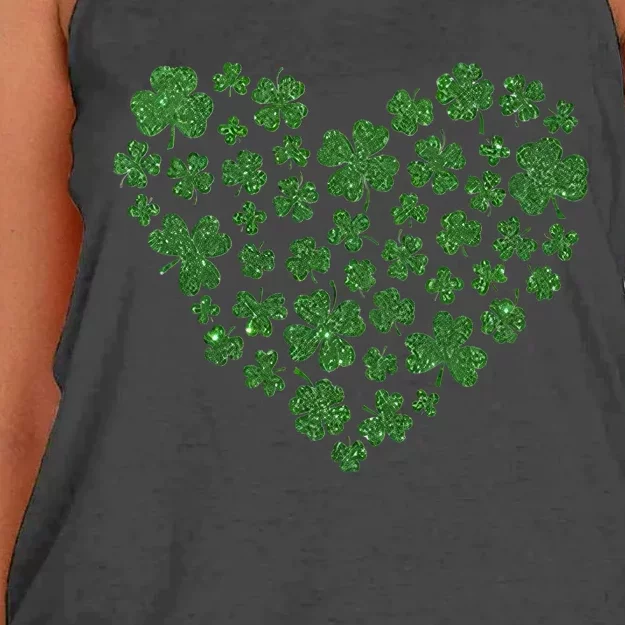 Heart Shamrocks Lucky Clover Saint Patrick's Day Gift Idea Women's Knotted Racerback Tank