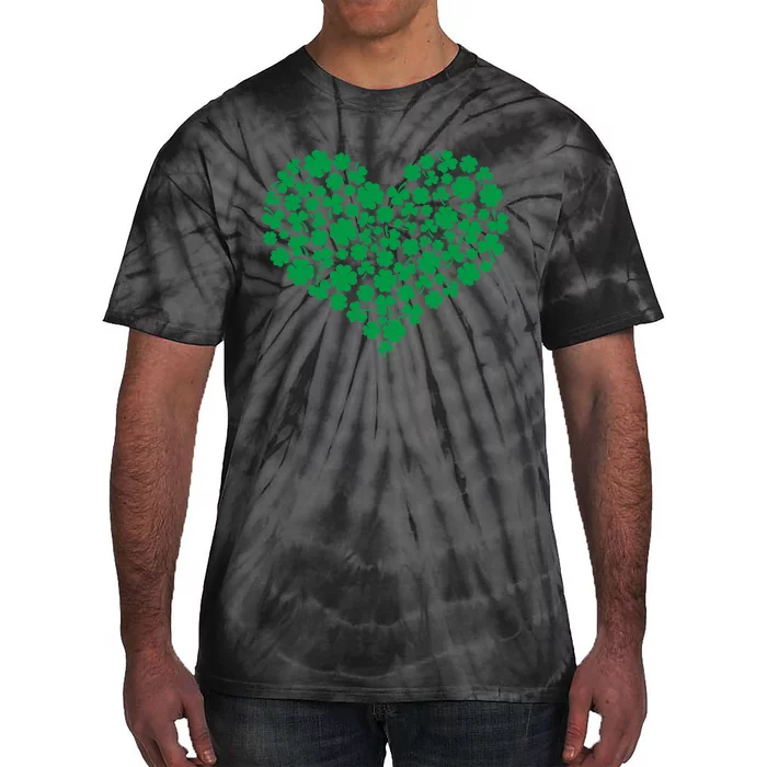 Heart Shamrock Lucky St Patricks Day Tie-Dye T-Shirt