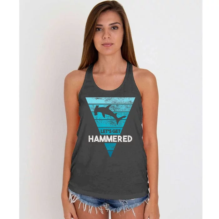 Hammerhead Shark LetS Get Hammered All Week Women's Knotted Racerback Tank