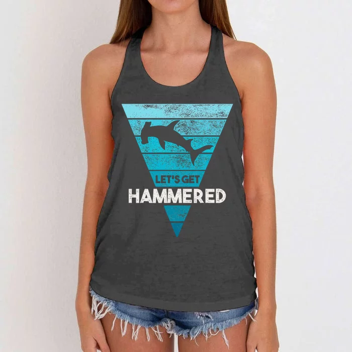 Hammerhead Shark LetS Get Hammered All Week Women's Knotted Racerback Tank