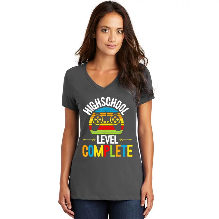 High School Level Complete Graduation Gamer Grad Student Women's V-Neck T-Shirt