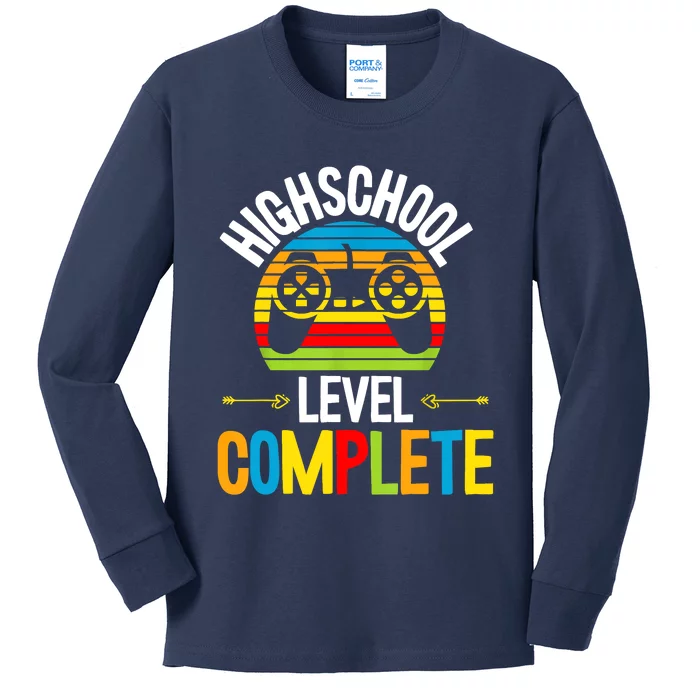 High School Level Complete Graduation Gamer Grad Student Kids Long Sleeve Shirt