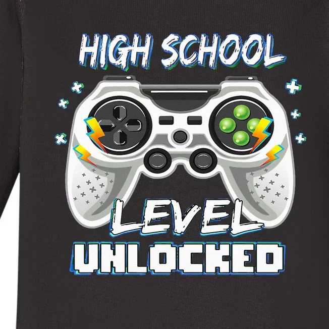 High School Level Unlocked Gamer First Day Of School Baby Long Sleeve Bodysuit