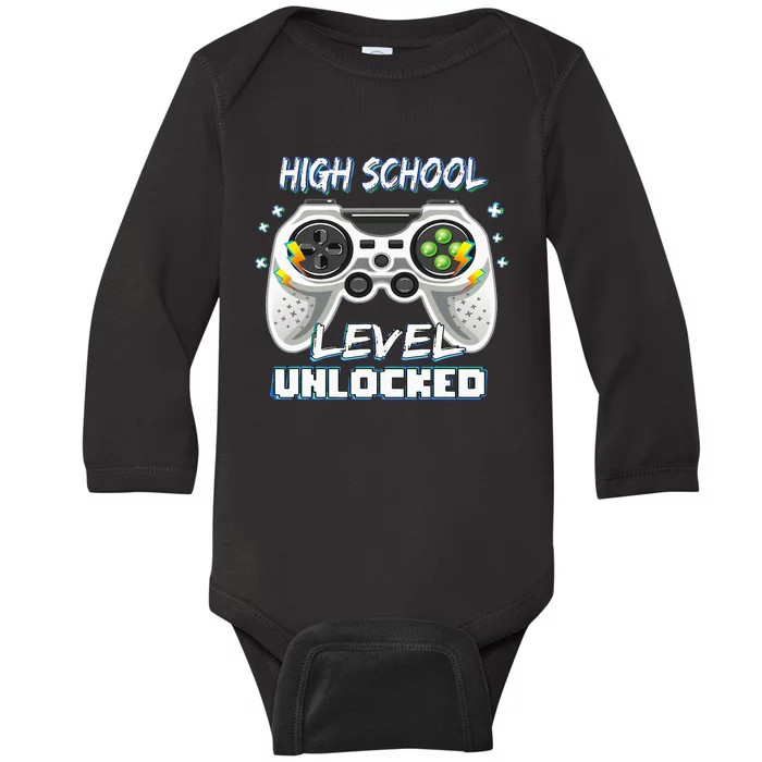 High School Level Unlocked Gamer First Day Of School Baby Long Sleeve Bodysuit