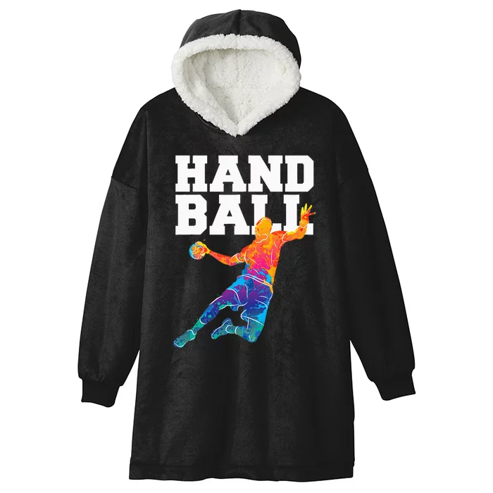 Handball Sports Lover Athlete Athletic Handball Player Hooded Wearable Blanket